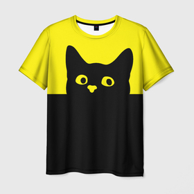 Мужская футболка 3D с принтом Котик (голова кота) в Екатеринбурге, 100% полиэфир | прямой крой, круглый вырез горловины, длина до линии бедер | cat | голова кота | для девушек | животное | кот | котик | подарок