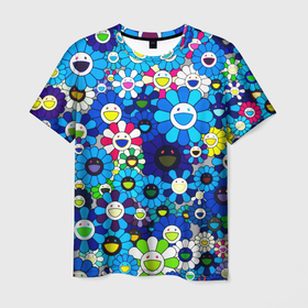 Мужская футболка 3D с принтом ТАКАСИ МУРАКАМИ в Белгороде, 100% полиэфир | прямой крой, круглый вырез горловины, длина до линии бедер | takashi murakami | абстракция | арт | иллюстрация | смайлы | такаси мураками | такаши мураками | цветы | яркие краски