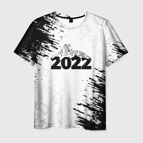 Мужская футболка 3D с принтом Тигр отдыхает на цифре 2022. в Петрозаводске, 100% полиэфир | прямой крой, круглый вырез горловины, длина до линии бедер | 2022 | happy new year | merry christmas | год тигра | зима близко | нг | новогодний | новогодний тигр | новогодняя символика | новый год | новый год 2022 | рождество | символ 2022 года | снег | снежинки | тигр