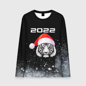 Мужской лонгслив 3D с принтом Новогодний тигр 2022. в Новосибирске, 100% полиэстер | длинные рукава, круглый вырез горловины, полуприлегающий силуэт | 2022 | happy new year | merry christmas | год тигра | зима близко | нг | новогодний | новогодний тигр | новогодняя символика | новый год | новый год 2022 | рождество | символ 2022 года | снег | снежинки | тигр