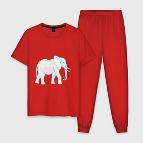 Мужская пижама хлопок с принтом Сказочный слон в Новосибирске, 100% хлопок | брюки и футболка прямого кроя, без карманов, на брюках мягкая резинка на поясе и по низу штанин
 | Тематика изображения на принте: африка | дикое животное | животное | животные | звери | индия | слон | экзотика