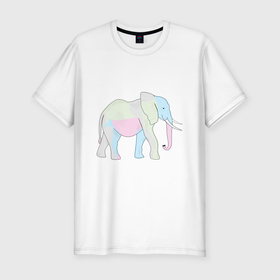 Мужская футболка хлопок Slim с принтом Сказочный слон в Новосибирске, 92% хлопок, 8% лайкра | приталенный силуэт, круглый вырез ворота, длина до линии бедра, короткий рукав | африка | дикое животное | животное | животные | звери | индия | слон | экзотика
