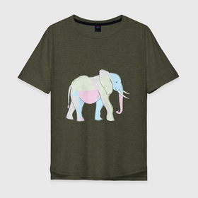Мужская футболка хлопок Oversize с принтом Сказочный слон в Новосибирске, 100% хлопок | свободный крой, круглый ворот, “спинка” длиннее передней части | африка | дикое животное | животное | животные | звери | индия | слон | экзотика