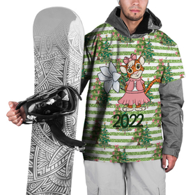 Накидка на куртку 3D с принтом Милая тигрица с цветком в Белгороде, 100% полиэстер |  | 2022 | год тигра | новый год | новый год 2022 | символ года | тигр | тигренок | тигрица | тигры
