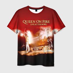 Мужская футболка 3D с принтом Queen on Fire   Live at the Bowl в Тюмени, 100% полиэфир | прямой крой, круглый вырез горловины, длина до линии бедер | freddie mercury | paul rodgers | queen | quen | альбом | брайан мэй | глэм | джон дикон | квин | королева | куин | меркури | меркьюри | музыкант | мэркури | певец | песня | поп | роджер тейлор | рок группа | фаррух булсара