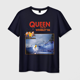Мужская футболка 3D с принтом Queen    Live at Wembley 86 в Новосибирске, 100% полиэфир | прямой крой, круглый вырез горловины, длина до линии бедер | Тематика изображения на принте: freddie mercury | paul rodgers | queen | quen | альбом | брайан мэй | глэм | джон дикон | квин | королева | куин | меркури | меркьюри | музыкант | мэркури | певец | песня | поп | роджер тейлор | рок группа | фаррух булсара