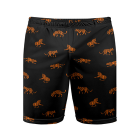 Мужские шорты спортивные с принтом Тигры паттерн Tigers pattern в Курске,  |  | pattern | tiger | восточный тигр | кошка | паттерн | тигр | тигренок