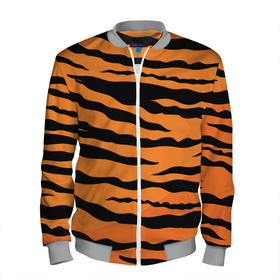 Мужской бомбер 3D с принтом Шкура тигра вектор в Петрозаводске, 100% полиэстер | застегивается на молнию, по бокам два кармана без застежек, по низу бомбера и на воротнике - эластичная резинка | Тематика изображения на принте: tiger | восточный тигр | год тигра | кошка | тигр | тигренок | хищник | шерсть тигра
