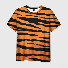 Мужская футболка 3D с принтом Шкура тигра вектор в Петрозаводске, 100% полиэфир | прямой крой, круглый вырез горловины, длина до линии бедер | Тематика изображения на принте: tiger | восточный тигр | год тигра | кошка | тигр | тигренок | хищник | шерсть тигра