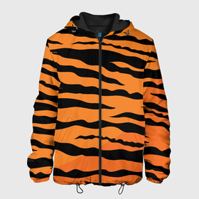 Мужская куртка 3D с принтом Шкура тигра вектор в Новосибирске, ткань верха — 100% полиэстер, подклад — флис | прямой крой, подол и капюшон оформлены резинкой с фиксаторами, два кармана без застежек по бокам, один большой потайной карман на груди. Карман на груди застегивается на липучку | tiger | восточный тигр | год тигра | кошка | тигр | тигренок | хищник | шерсть тигра