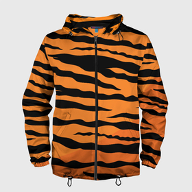 Мужская ветровка 3D с принтом Шкура тигра вектор в Белгороде, 100% полиэстер | подол и капюшон оформлены резинкой с фиксаторами, два кармана без застежек по бокам, один потайной карман на груди | Тематика изображения на принте: tiger | восточный тигр | год тигра | кошка | тигр | тигренок | хищник | шерсть тигра
