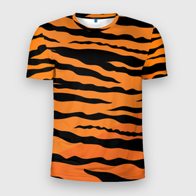 Мужская футболка 3D Slim с принтом Шкура тигра вектор в Петрозаводске, 100% полиэстер с улучшенными характеристиками | приталенный силуэт, круглая горловина, широкие плечи, сужается к линии бедра | Тематика изображения на принте: tiger | восточный тигр | год тигра | кошка | тигр | тигренок | хищник | шерсть тигра