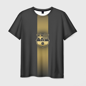 Мужская футболка 3D с принтом Barcelona Gold Graphite Theme в Белгороде, 100% полиэфир | прямой крой, круглый вырез горловины, длина до линии бедер | barcelona | blaugrana | fc barcelona | spain | барселона | гранатово синие | золото | золотоые логотипы | золотые эмблемы | ла лига | лига чемпионов | фк барселона | футбол | чемпионат испании