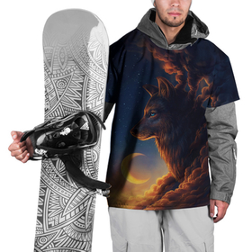 Накидка на куртку 3D с принтом Ночной Волк Night Wolf в Санкт-Петербурге, 100% полиэстер |  | animal | moon | night | sky | stars | wolf | благородный | волк | животные | звезды | зверь | луна | небо | ночной | ночь | облака | тьма | хищник