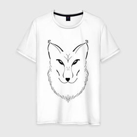 Мужская футболка хлопок с принтом Морда дикой лисицы в Новосибирске, 100% хлопок | прямой крой, круглый вырез горловины, длина до линии бедер, слегка спущенное плечо. | дикий | дикое | животное | животные | звери | зверь | лесной | лис | лиса | лисица | монохром | пушистые | чб | черно белый