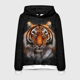 Мужская толстовка 3D с принтом Реалистичный тигр | Realistic Tiger в Екатеринбурге, 100% полиэстер | двухслойный капюшон со шнурком для регулировки, мягкие манжеты на рукавах и по низу толстовки, спереди карман-кенгуру с мягким внутренним слоем. | tiger | восточный тигр | год тигра | голова | кошка | тигр | тигренок | хищник