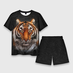 Мужской костюм с шортами 3D с принтом Реалистичный тигр | Realistic Tiger в Кировске,  |  | tiger | восточный тигр | год тигра | голова | кошка | тигр | тигренок | хищник