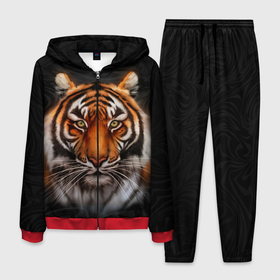 Мужской костюм 3D с принтом Реалистичный тигр | Realistic Tiger в Тюмени, 100% полиэстер | Манжеты и пояс оформлены тканевой резинкой, двухслойный капюшон со шнурком для регулировки, карманы спереди | tiger | восточный тигр | год тигра | голова | кошка | тигр | тигренок | хищник