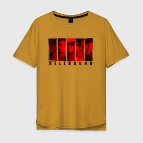 Мужская футболка хлопок Oversize с принтом Персонажи hellbound в Петрозаводске, 100% хлопок | свободный крой, круглый ворот, “спинка” длиннее передней части | кадры | люди | надпись | название | персонажи