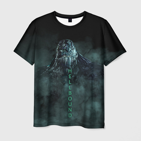 Мужская футболка 3D с принтом Монстр Hell в Санкт-Петербурге, 100% полиэфир | прямой крой, круглый вырез горловины, длина до линии бедер | Тематика изображения на принте: ад | демон | дым | монстр | надпись