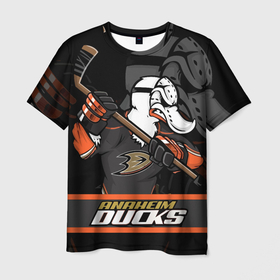 Мужская футболка 3D с принтом Анахайм Дакс Anaheim Ducks , 100% полиэфир | прямой крой, круглый вырез горловины, длина до линии бедер | anaheim | anaheim ducks | ducks | hockey | nhl | usa | дакс | нхл | спорт | сша | хоккей | шайба