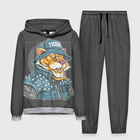 Мужской костюм 3D (с толстовкой) с принтом Крутой тигр | cool tiger в Тюмени,  |  | furry | tiger | восточный тигр | год тигра | кошка | тигр | тигренок | фурри | хищник