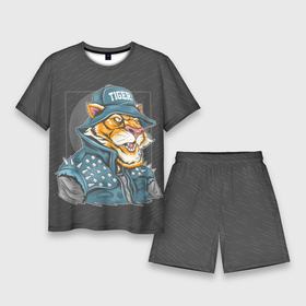 Мужской костюм с шортами 3D с принтом Крутой тигр  cool tiger в Кировске,  |  | furry | tiger | восточный тигр | год тигра | кошка | тигр | тигренок | фурри | хищник