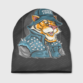 Шапка 3D с принтом Крутой тигр cool tiger , 100% полиэстер | универсальный размер, печать по всей поверхности изделия | furry | tiger | восточный тигр | год тигра | кошка | тигр | тигренок | фурри | хищник