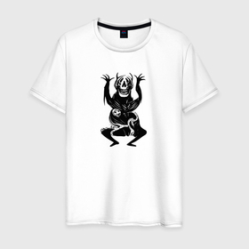 Мужская футболка хлопок с принтом Танец демона в Белгороде, 100% хлопок | прямой крой, круглый вырез горловины, длина до линии бедер, слегка спущенное плечо. | арт | демон | дьявол | монстр | нечисть | смешной демон | черт