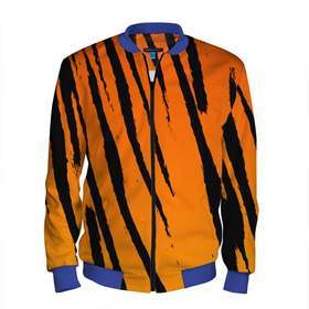 Мужской бомбер 3D с принтом Шкура тигра (диагональ) в Новосибирске, 100% полиэстер | застегивается на молнию, по бокам два кармана без застежек, по низу бомбера и на воротнике - эластичная резинка | tiger | восточный тигр | год тигра | кошка | тигр | тигренок | хищник | шерсть тигра