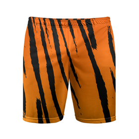 Мужские шорты спортивные с принтом Шкура тигра (диагональ) в Екатеринбурге,  |  | tiger | восточный тигр | год тигра | кошка | тигр | тигренок | хищник | шерсть тигра