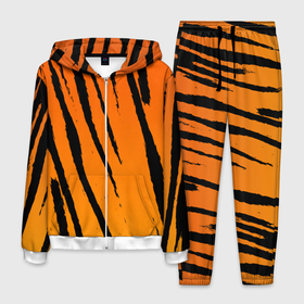Мужской костюм 3D с принтом Шкура тигра (диагональ) в Белгороде, 100% полиэстер | Манжеты и пояс оформлены тканевой резинкой, двухслойный капюшон со шнурком для регулировки, карманы спереди | tiger | восточный тигр | год тигра | кошка | тигр | тигренок | хищник | шерсть тигра