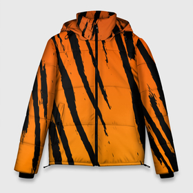 Мужская зимняя куртка 3D с принтом Шкура тигра (диагональ) в Новосибирске, верх — 100% полиэстер; подкладка — 100% полиэстер; утеплитель — 100% полиэстер | длина ниже бедра, свободный силуэт Оверсайз. Есть воротник-стойка, отстегивающийся капюшон и ветрозащитная планка. 

Боковые карманы с листочкой на кнопках и внутренний карман на молнии. | tiger | восточный тигр | год тигра | кошка | тигр | тигренок | хищник | шерсть тигра