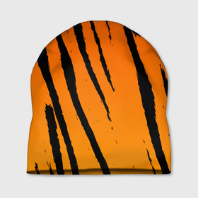 Шапка 3D с принтом Шкура тигра (диагональ) , 100% полиэстер | универсальный размер, печать по всей поверхности изделия | tiger | восточный тигр | год тигра | кошка | тигр | тигренок | хищник | шерсть тигра