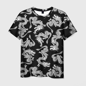 Мужская футболка 3D с принтом Драконы/dragon в Курске, 100% полиэфир | прямой крой, круглый вырез горловины, длина до линии бедер | драконы | змеи | змей | китайские драконы | чудовище