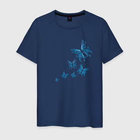 Мужская футболка хлопок с принтом Неоновые бабочки Cotton Theme в Белгороде, 100% хлопок | прямой крой, круглый вырез горловины, длина до линии бедер, слегка спущенное плечо. | бабочки | крылья | легкость | насековые | неон | ночные | полет | природа | светящиеся