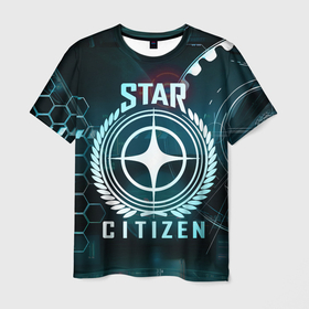 Мужская футболка 3D с принтом Star Citizen (Стар Ситизен) , 100% полиэфир | прямой крой, круглый вырез горловины, длина до линии бедер | squadron 42 | star citizen | галактика | игры | космического симулятора | космос