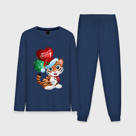 Мужская пижама хлопок (с лонгсливом) с принтом Тигрин шарик в Курске,  |  | new year | арт | графика | зима | новый год | рождество
