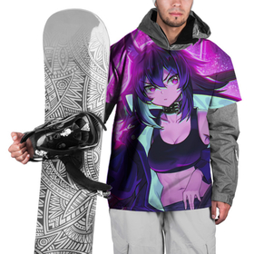 Накидка на куртку 3D с принтом Тян Самурай , 100% полиэстер |  | аниме | аниме тян | неон | рисунок | самурай | тян | тян самурай