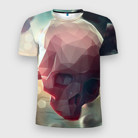 Мужская футболка 3D Slim с принтом Геометрические Черепа в Новосибирске, 100% полиэстер с улучшенными характеристиками | приталенный силуэт, круглая горловина, широкие плечи, сужается к линии бедра | геометрический череп | геометрия | рисунок | череп | черепа