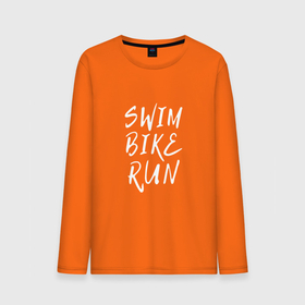 Мужской лонгслив хлопок с принтом SWIM BIKE RUN в Тюмени, 100% хлопок |  | bike | run | running | swim | бег | велоспорт | выносливость | плавание | триатлон | цикличные