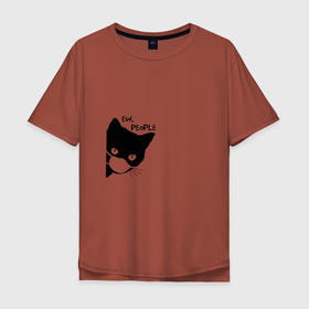 Мужская футболка хлопок Oversize с принтом Кот в маске в Тюмени, 100% хлопок | свободный крой, круглый ворот, “спинка” длиннее передней части | Тематика изображения на принте: cat | животное | ковид | кот | кошка | маска
