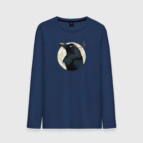 Мужской лонгслив хлопок с принтом Ворон на фоне луны в Тюмени, 100% хлопок |  | авторский принт | ворон | ворона | готика | готы | иллюстрация | клюв | луна | полнолуние | птица | эзотерика