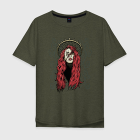 Мужская футболка хлопок Oversize с принтом Красноволосая девушка в Тюмени, 100% хлопок | свободный крой, круглый ворот, “спинка” длиннее передней части | авторский принт | девушка | демон | женщина | иллюстрация | красные волосы | рыжая | суккуб