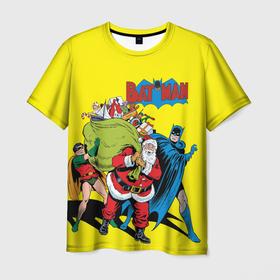 Мужская футболка 3D с принтом Batman Robin & Santa! , 100% полиэфир | прямой крой, круглый вырез горловины, длина до линии бедер | 000103 | 015507 | batman | christmas | dc | dc comics | holidays | new year | robin | santa | santa claus | бэтмен | диси | комиксы | новый год | подарки | робин | рождество | санта | санта клаус