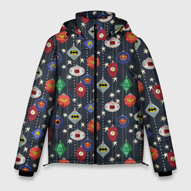 Мужская зимняя куртка 3D с принтом Елочные игрушки DC в Санкт-Петербурге, верх — 100% полиэстер; подкладка — 100% полиэстер; утеплитель — 100% полиэстер | длина ниже бедра, свободный силуэт Оверсайз. Есть воротник-стойка, отстегивающийся капюшон и ветрозащитная планка. 

Боковые карманы с листочкой на кнопках и внутренний карман на молнии. | 017122 | 019 | batman | christmas | cyborg | dc | dc comics | decorations | flash | green lantern | justice league | new year | superman | wonder woman | бэтмен | диси | диси комиксы | елочные игрушки | зеленый фонарь | киборг | лига справедливости | новы