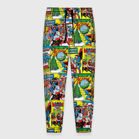 Мужские брюки 3D с принтом Новогодние обложки DC в Тюмени, 100% полиэстер | манжеты по низу, эластичный пояс регулируется шнурком, по бокам два кармана без застежек, внутренняя часть кармана из мелкой сетки | 000103 | 003117 | batman | christmas | comic cover | dc | dc comics | holidays | new year | superman | wonder woman | бэтмен | диси | комиксы | новый год | обложки | праздник | рождество | супермен | чудо женщина