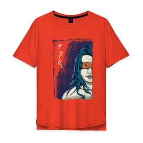 Мужская футболка хлопок Oversize с принтом Слепая ведьма в Екатеринбурге, 100% хлопок | свободный крой, круглый ворот, “спинка” длиннее передней части | авторский принт | ведьма | девушка | демоны | женщина | иероглифы | иллюстрация | слепая | эзотерика