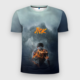 Мужская футболка 3D спортивная с принтом JioK огонь в Белгороде, 100% полиэстер с улучшенными характеристиками | приталенный силуэт, круглая горловина, широкие плечи, сужается к линии бедра | Тематика изображения на принте: дым | монстры | огонь | персонаж | человек