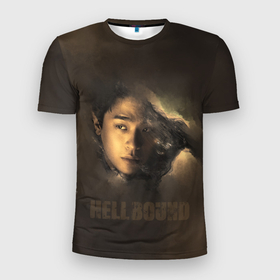 Мужская футболка 3D спортивная с принтом Hellbound персонаж , 100% полиэстер с улучшенными характеристиками | приталенный силуэт, круглая горловина, широкие плечи, сужается к линии бедра | Тематика изображения на принте: дым | монстор | надпись | название | персонаж